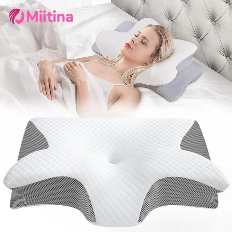 Memory Foam Pillows Butterfly Shaped Relaxing Cervical Slow For Rebound Neck Pillow Pain Relief Sleeping Orthopedic Neck Pillow