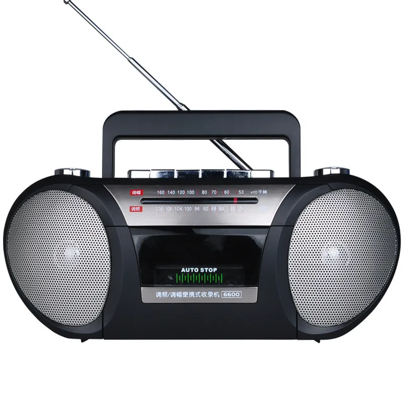 Portable Tape Cassette Player FM AM Two Band Radio Play Record Double Speaker Sound AC DC Dual Mode 2 Speakers Recorder Machine