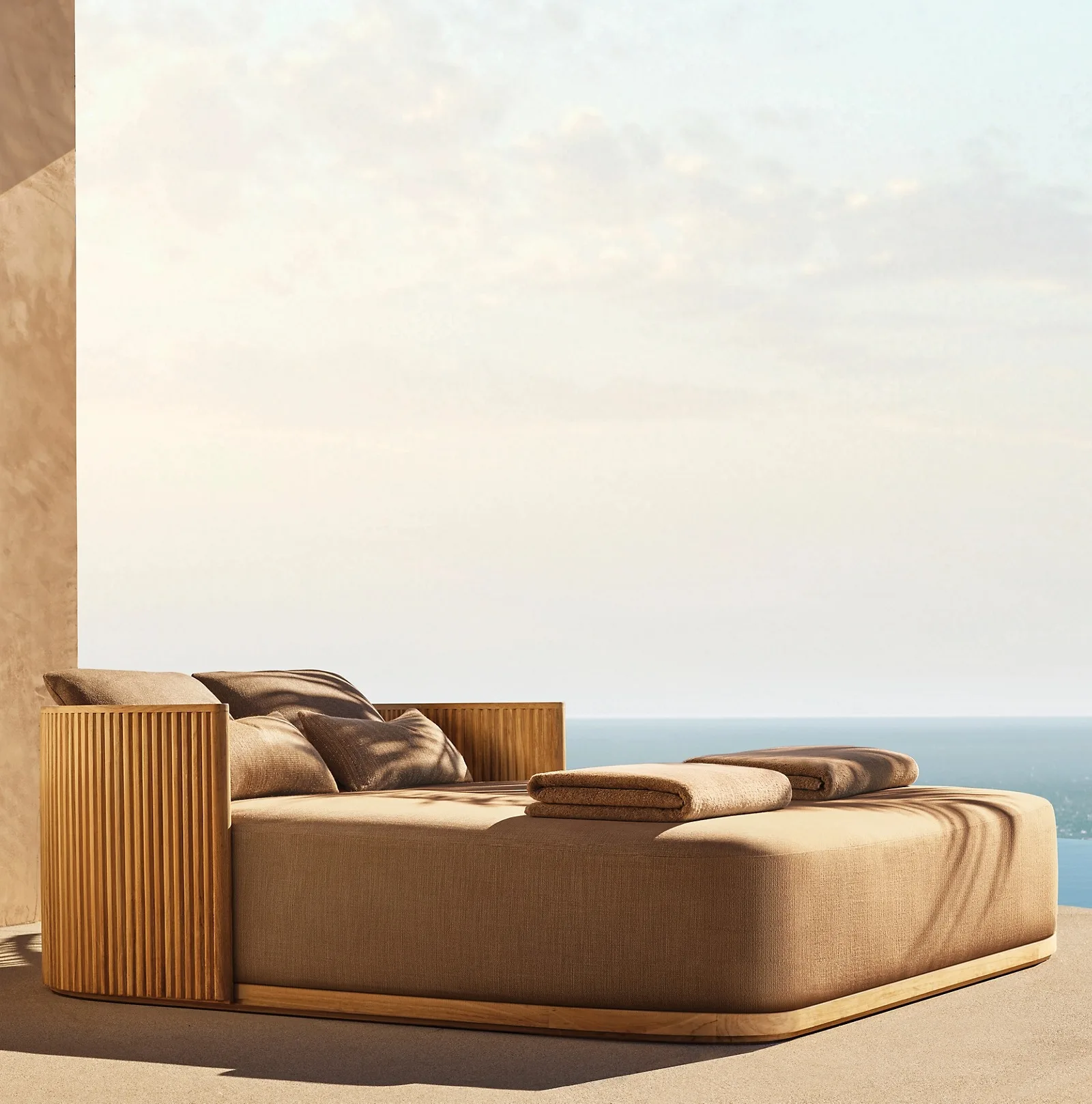 OEM Outdoor Patio Furniture Garden Teak Wood Lounge Chaise Outdoor Daybeds