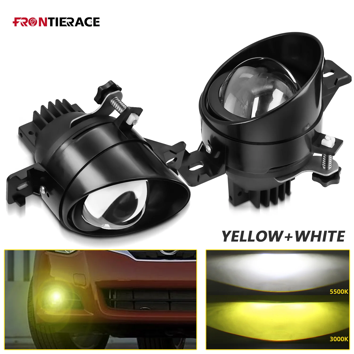 Lens 3inch Projectors LED Fog Light White Yellow 300W HID Bi-xenon High+Low Beam For Nissan Subaru Bright Lens Fog Lamp