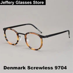 Ultralight Retro Oval 9704 Screwless Glasses Frame Men Women Titanium Ultralight Eyeglasses Classic Prescription Denmark Gafas