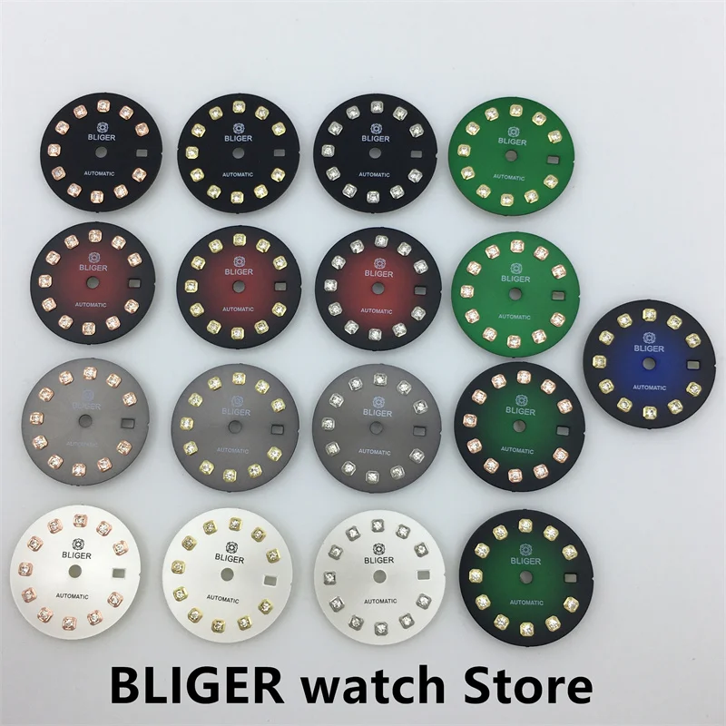 BLIGER new 20.5mm women\'s watch dial Black white blue Green grey Red color for Japan NH05A NH06A movement for 26mm  Watch Case