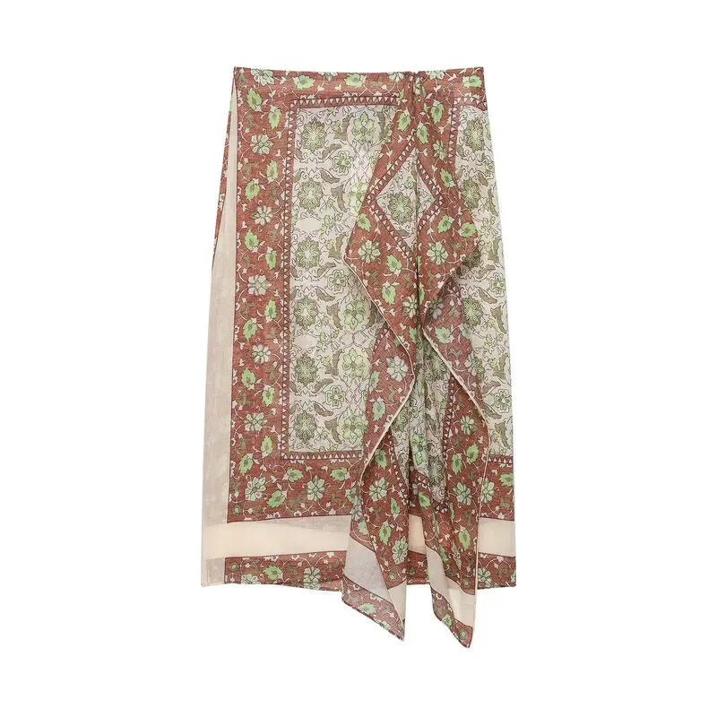 Fall 2026 New Women's Printed Layered Skirt with Slit Design Standard Fit Straight  Skirt for Ladies mid Waist Other Mate...