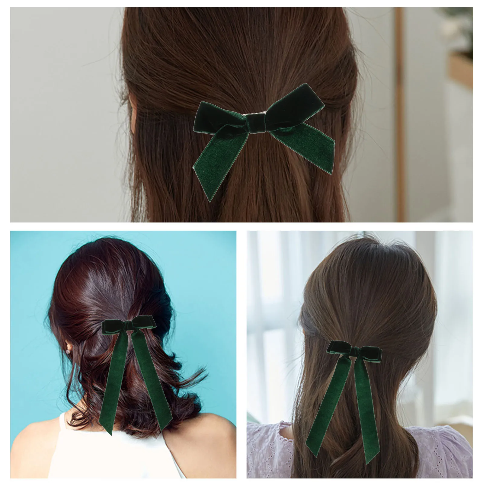 

3 Pcs Hairpin Aquamarine Costume Girl Bows Barrettes for Girls Fabric Blue