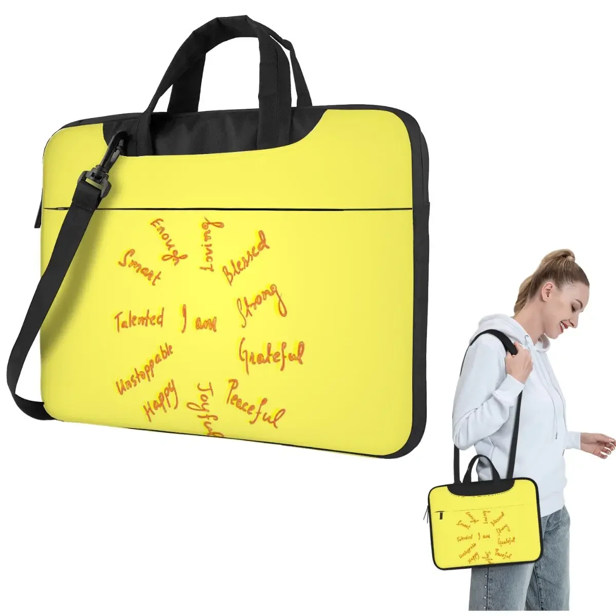 I Am Affirmations - Red And Yellow Crossbody Laptop Bag Case Computer Bag 13 14 15.6 Inch Notebook Pouch for Lenovo