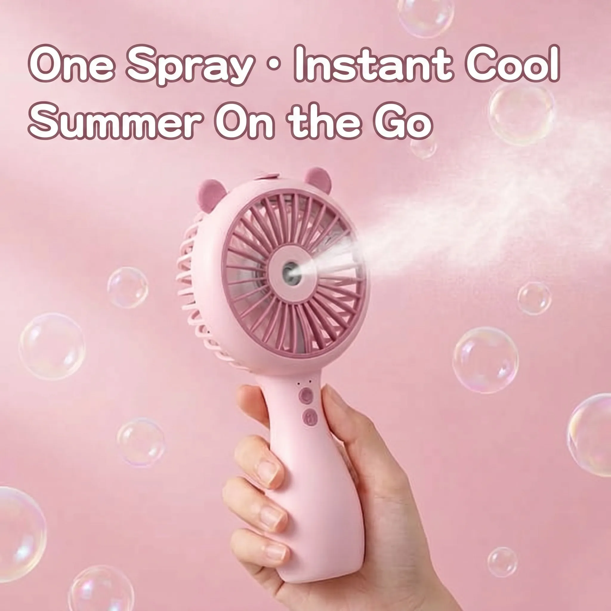 Cute Mist Spray Handheld Mini Fan USB Rechargeable 3 Speed Nano Atomization Moisturizing Cool Fan Ergonomic Grip 4 Colors Kids