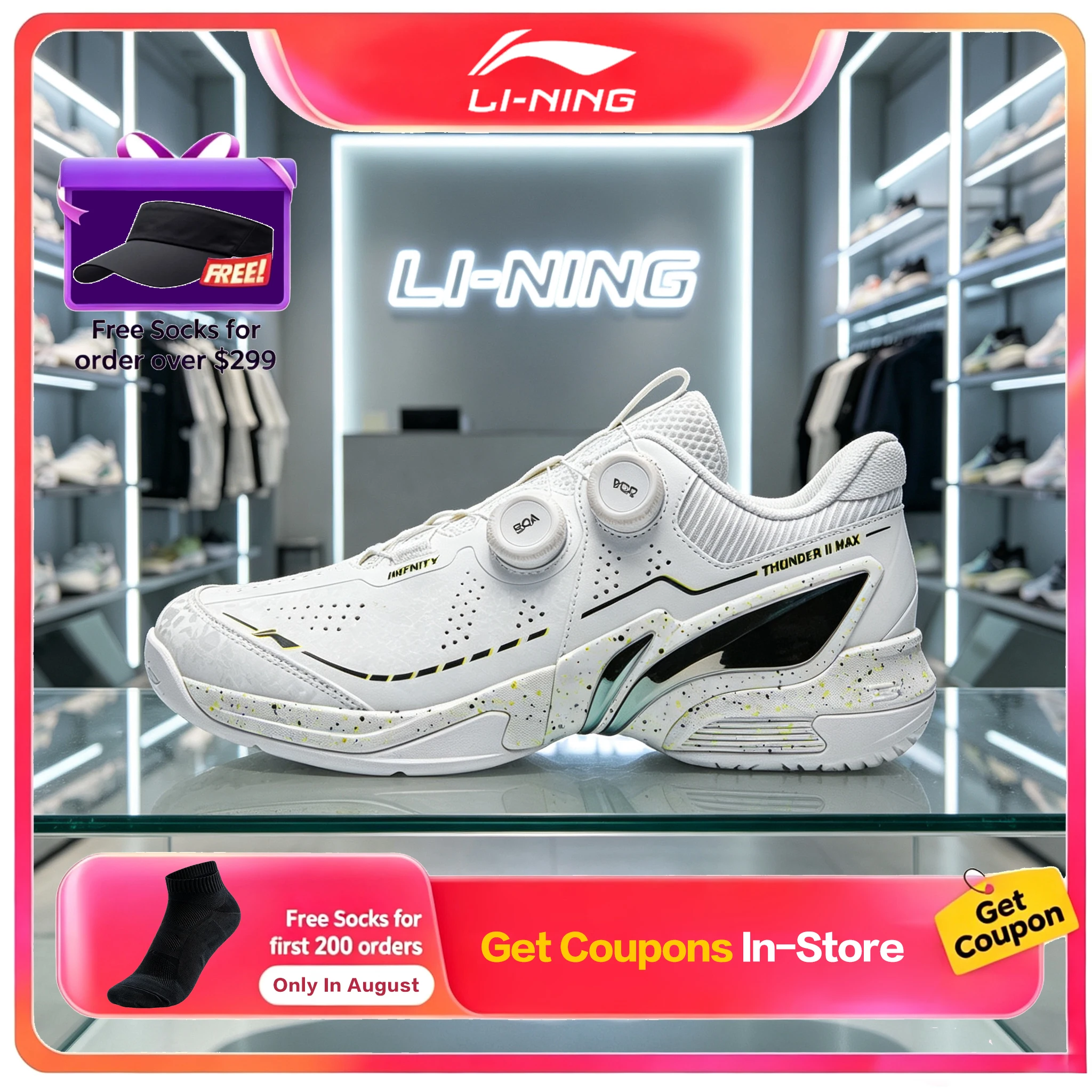 Li Ning Thunder 2 Max Badminton Shoes Men Women New Professional Low Top Sports Sneakers