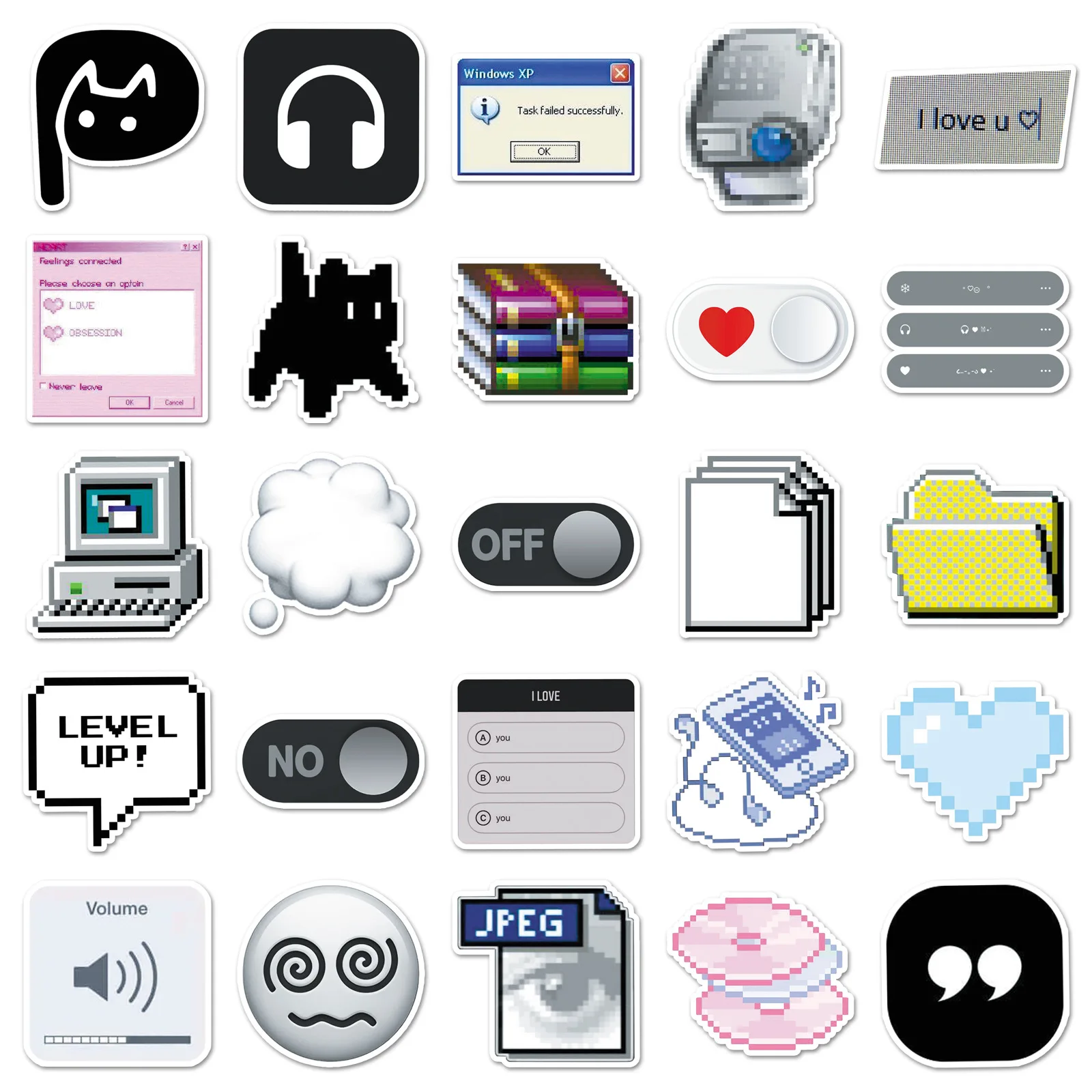 50PCS alte Web Emoji Aufkleber Webcore Computer Computer Icon kreative dekorative wasserdichte Aufkleber Kinder Spielzeug