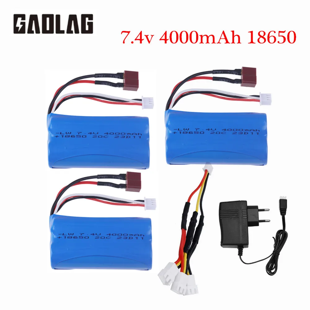 7.4V 4000mAh 18650 Lipo Battery for Wltoys 10428 /12428/12423 RC Car Parts 2s 7.4v battery For Wltoys 144001 A959-B A969-B Q46