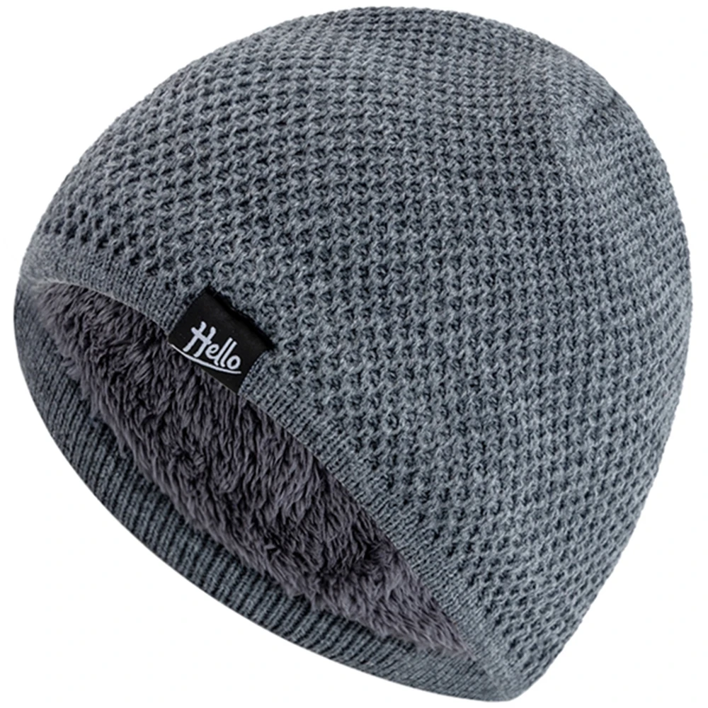 New Style Unisex Winter Hats Plush Fur Lined Beanies Hats For Men Woman Hello Letter Warm Cap Casual Winter Ski Knitted Hats
