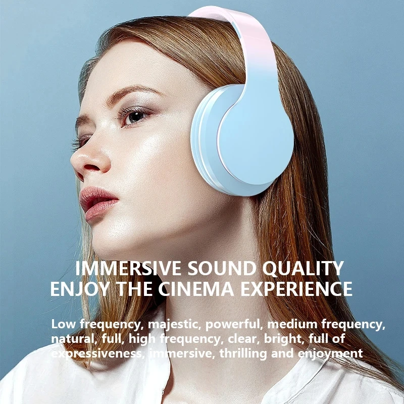 Gradient Headset Wireless BT 5.1 Headphones With Mic Headsets Stereo Sound Earphones Sports Gaming Headphones Supports TF