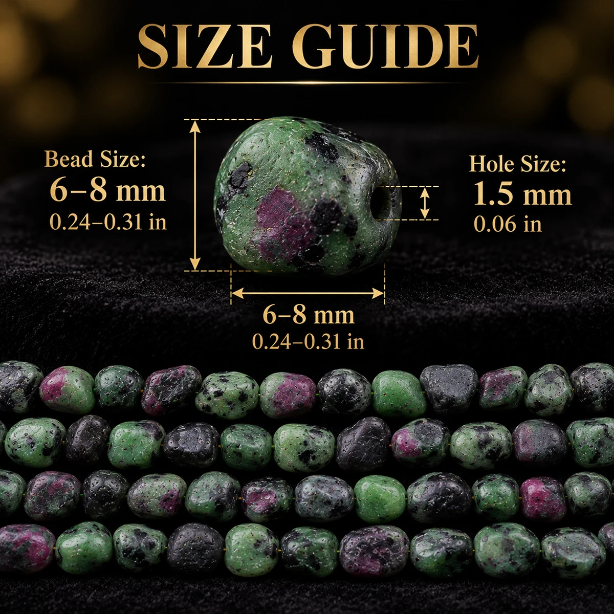 6-8mm About 26-30pcs Natural Ruby Zoisite Chips Irregular Nugget Loose Stone Beads For Bracelet Necklace DIY Jewelry Making