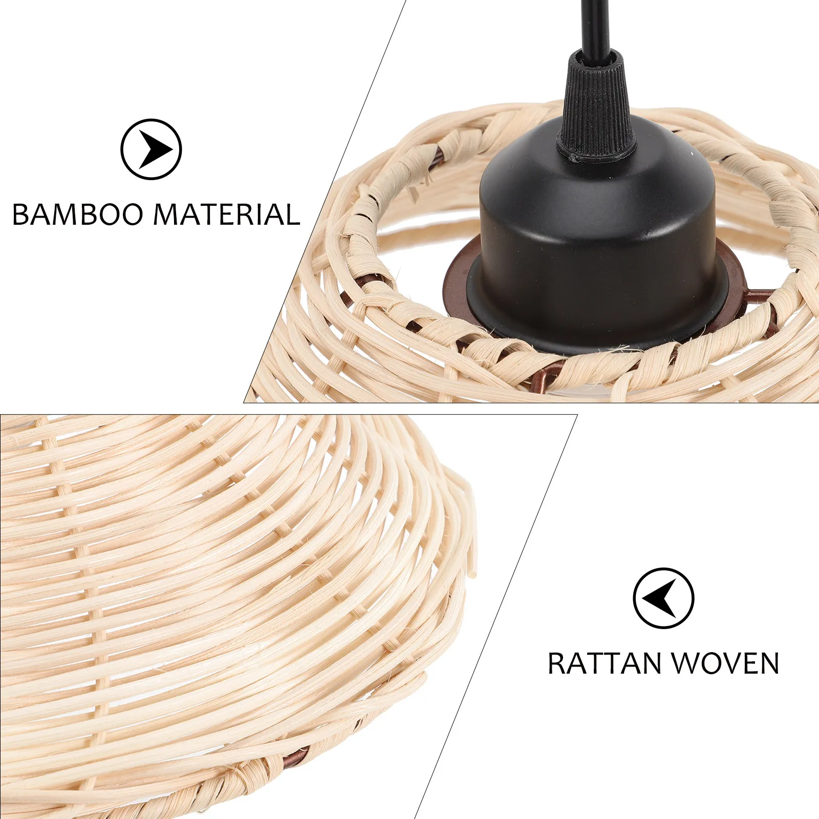 Rattan Pendant Light – Handwoven Natural Fiber Ceiling Lamp for Kitchen Dining Room Hotel Zen Decor