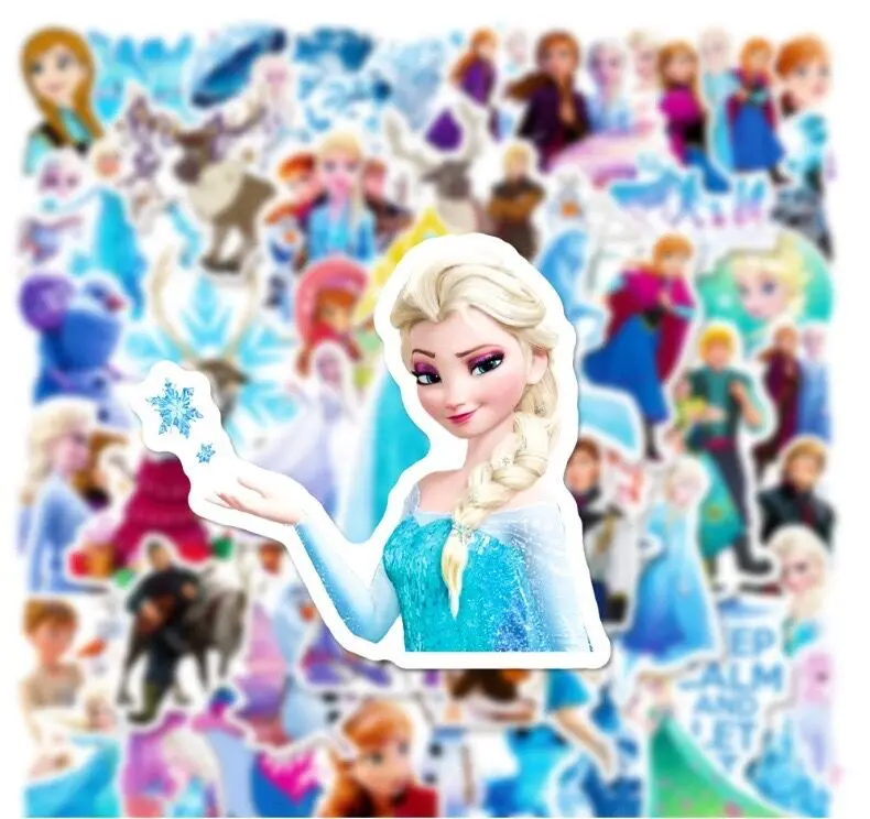 10/50PCS Disney Cartoon Frozen Princess Anna Elsa Stickers Cute Anime Decals DIY Notebook Skateboard Guitar Bike Laptop Sticker