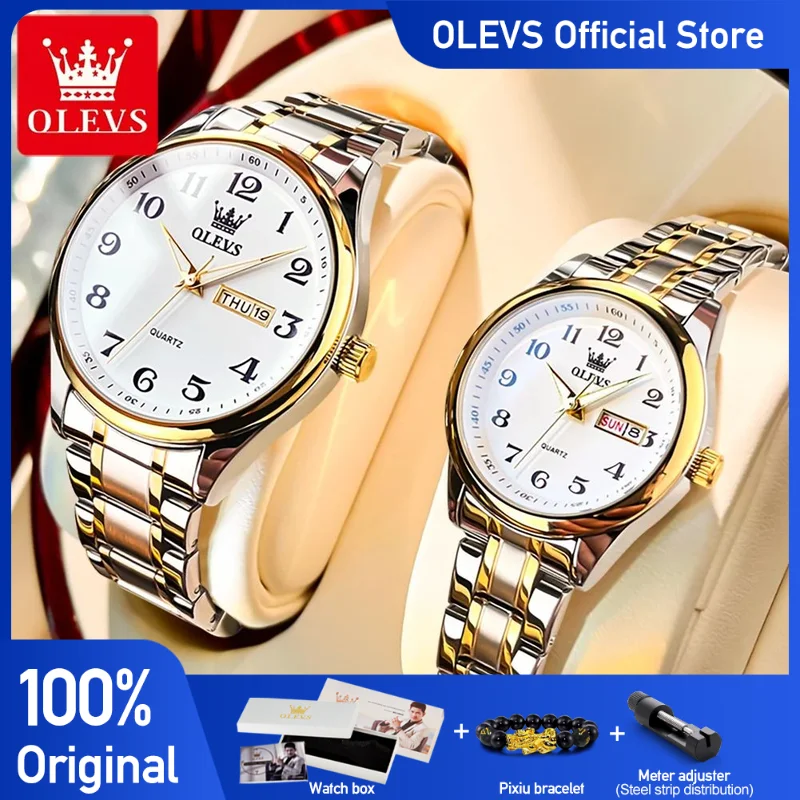 OLEVS 5567 Couple Watches Waterproof Luminous Wristwatch for Lover Date Men‘s and Women's Wristwatch Simple Fashion