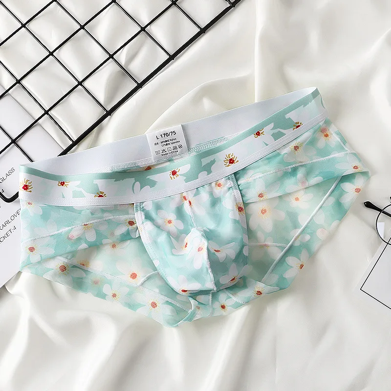 Sexy Ultradunne Slipje U Bolle Zakje Onderbroek heren Ijs Zijde Mesh Slips Zomer Ademend Sneldrogend Gedrukt ondergoed