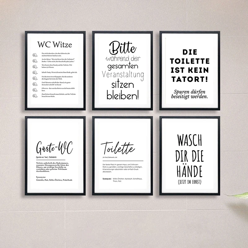 German Toilette Definition Poster Lustiges Toilettenschild Print Badezimmer Bad Klo Gäste WC Schild Deko Bild Canvas Painting