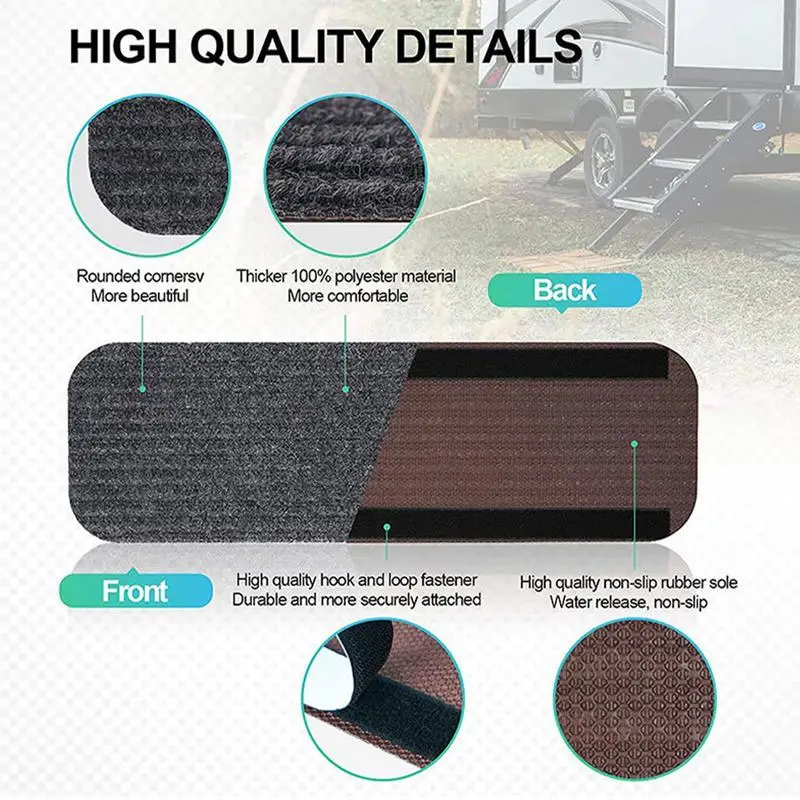 Rv Stair Covers Rv Protective Step Mats Non-slip Heavy Duty Replacement Part Motorhome Accessories For Outdoor Travel Camping
