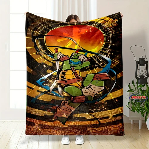6 Size M-Mutant Turt1e Flannel Art Blanket Sofa Bed Cover Four Season Soft Fluffy Quilt Blanket Flannel Throw, Machine Washable 