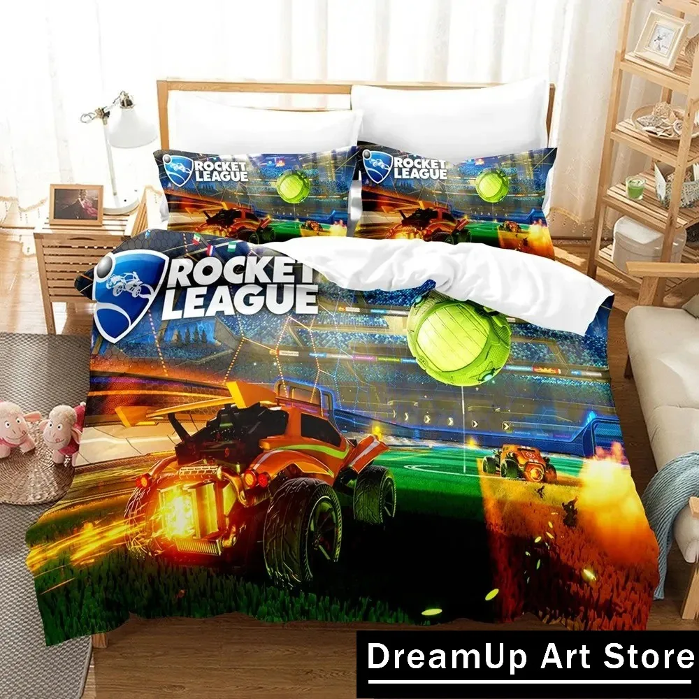 3D Print Rocket Game League Bedding Set Cute Quilt Cover Bed Cover With Pillowcase Twin Single Queen King Size Boys Adult Home