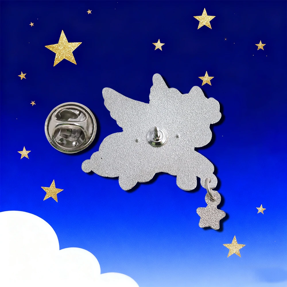 Niedliche Sternflügel-Brosche mit schwarzem Pferd, blau geflügeltem Tianma und Anhänger, Abzeichen, Cartoon-Tier, dunkle Emaille-Pin, Rucksack-Dekoration, Geschenk – Detail 3