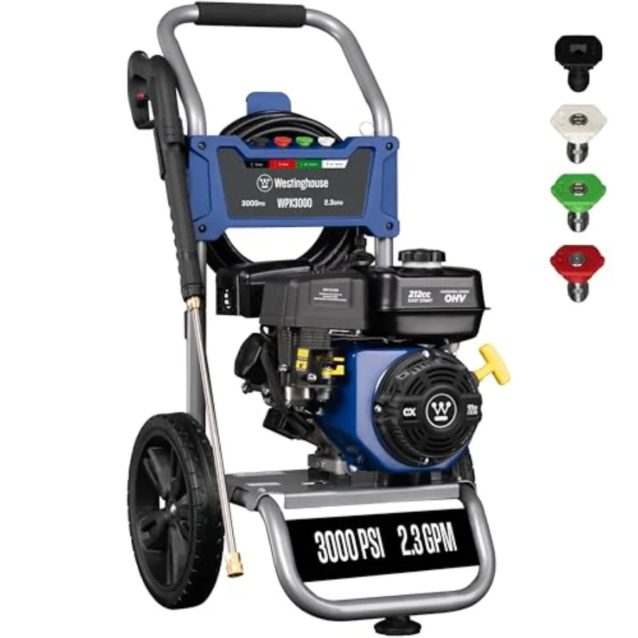 

Газовая мойка высокого давления WPX3000, 3000 PSI и 2,3 GPM, с пистолетом-распылителем и насадкой, набор из 4 насадок для автомобилей/заборов/подъездных путей/домов/патио/мебели