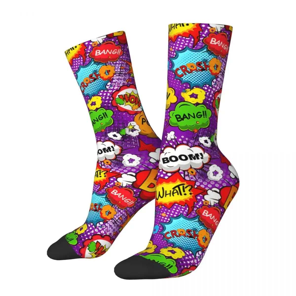 Vintage Comic Effect Patten Colorful Men's compression Socks Unisex Harajuku Pattern Printed Novelty Crew Sock