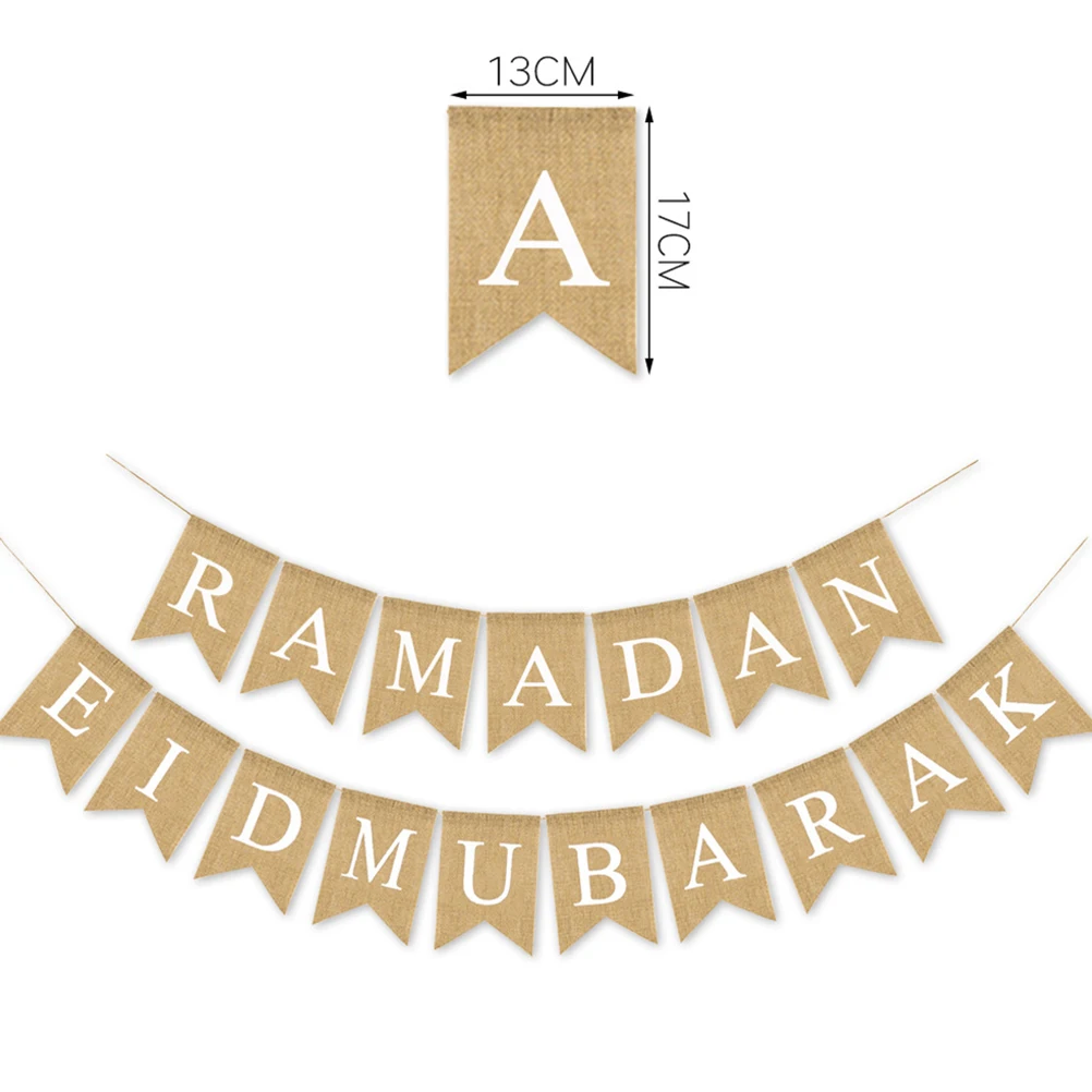 

Mubarak Decoration Banner Muslim Eid Bunting Party Supplies Ramadan Pull The Flag