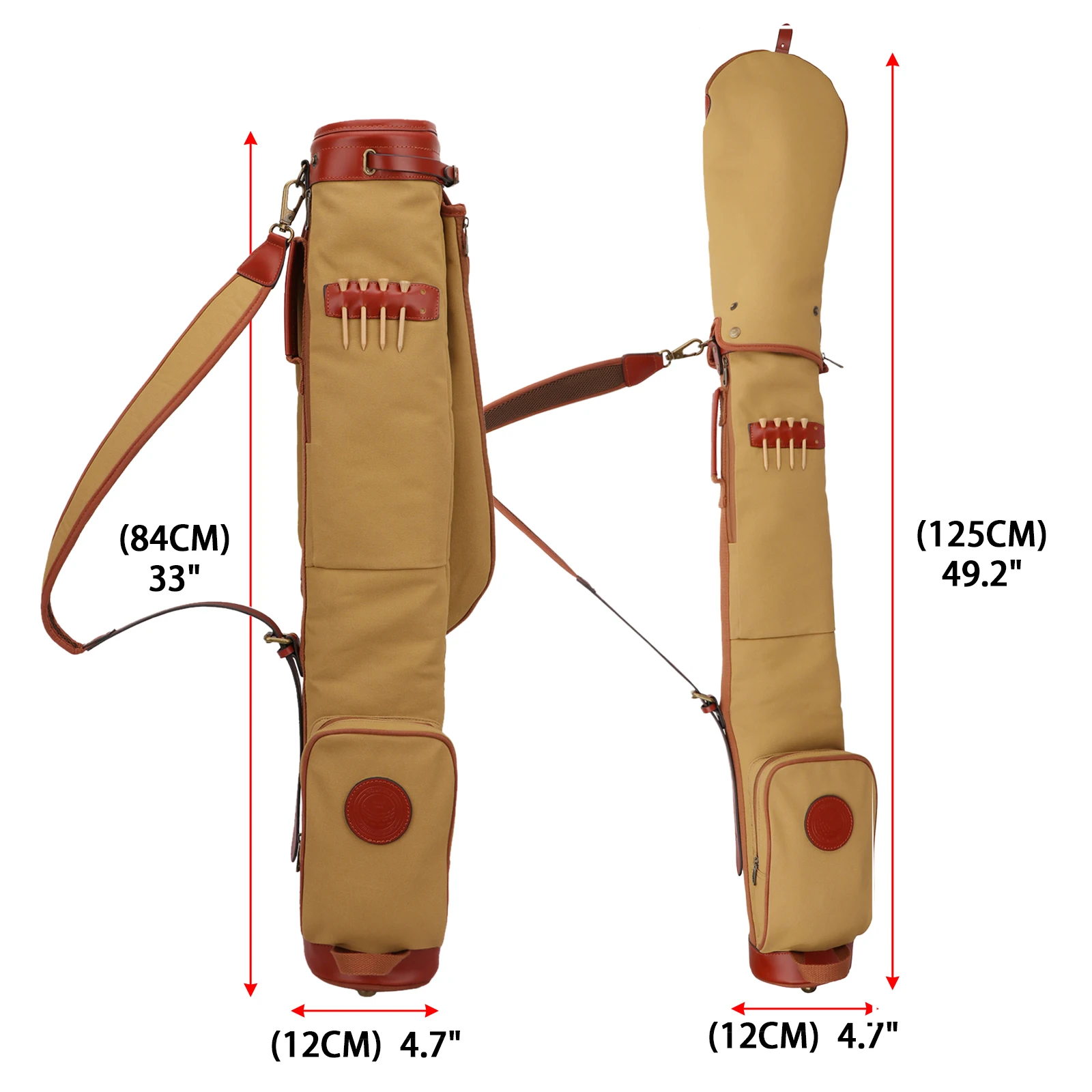 Tourbon Bolsa Golf Lona y Cuero Vintage – Caqui - imagen 2