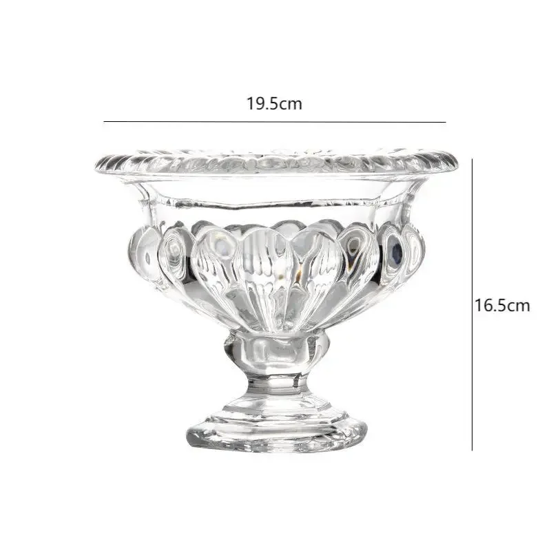 

French Light Luxury Thick Crystal Glass Vase Bud Flower High Foot Series Fruit Bowl Fruit Bucket Fireworks Utensils Decoration