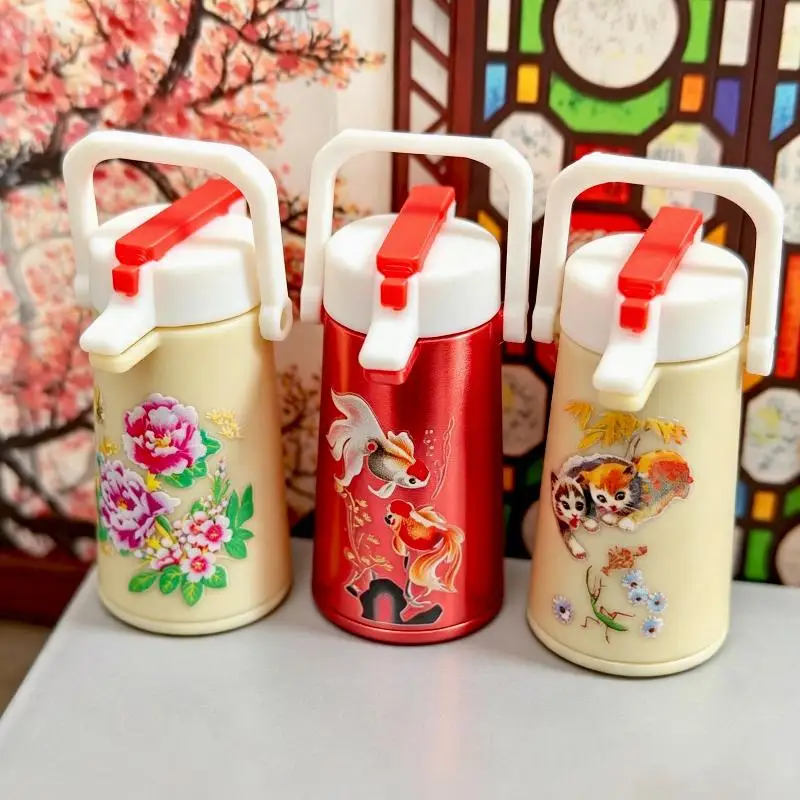 New！1/12 Mini Warm Water Bottle Thermos Model Ornament For 1/12 Dollhouse Chinese Nostalgic Scene Decor Accessory Random Design