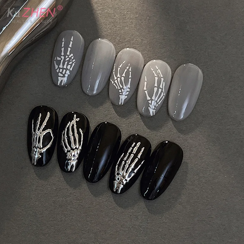 1 hoja de pegatinas de uñas de fantasma aleteo blanco de Halloween para manicura DIY dijes calabaza autoadhesivo mujeres hogar DIY calcomanías de uñas