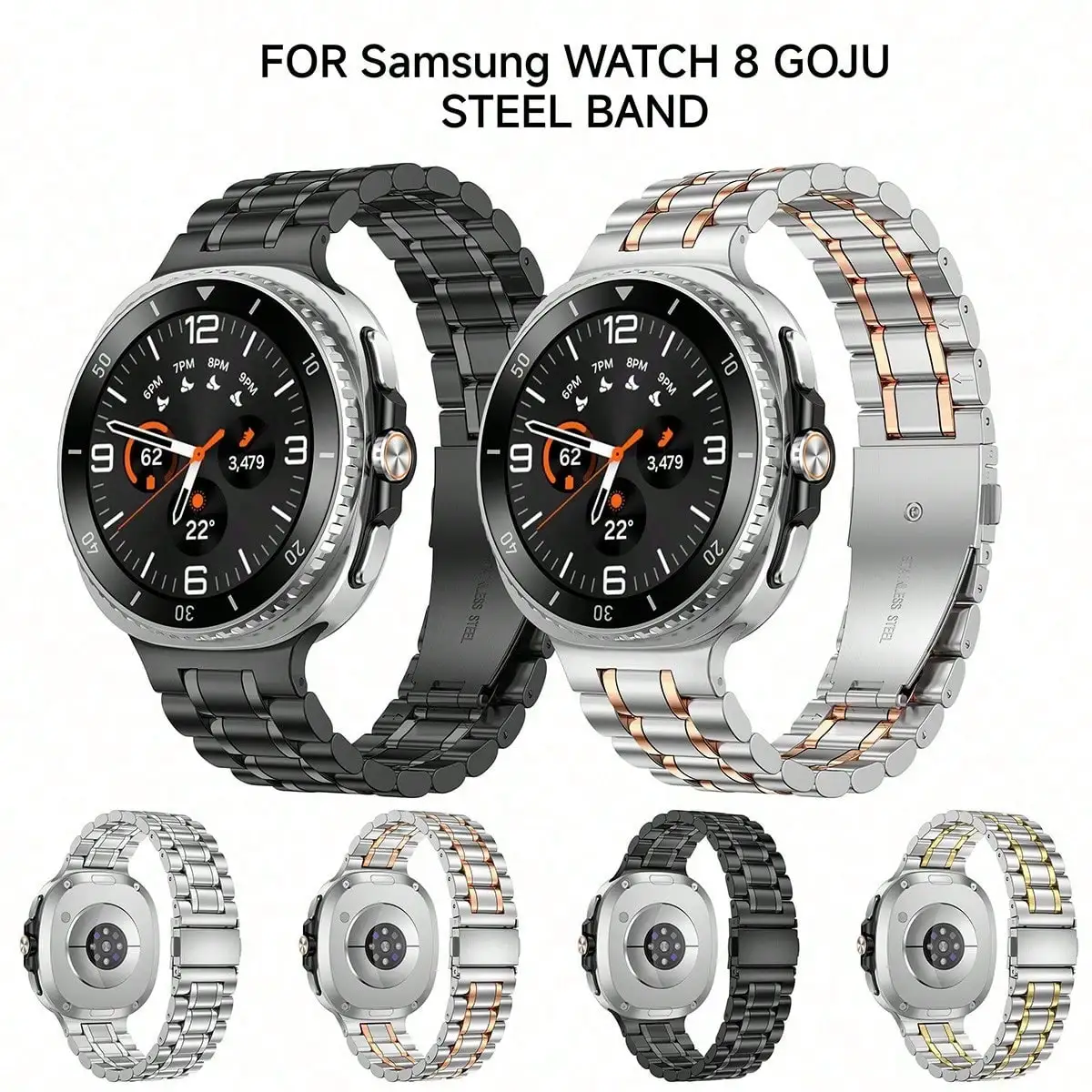 Metal Straps Compatible With Samsung Galaxy Watch 8 40mm 44mm/8 Classic 46mm Stainless Steel Wrist Link Bracelet Galaxy Watch 8 Bands