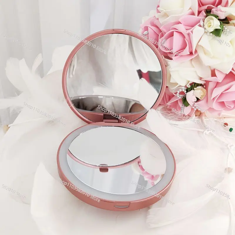 Touch Light LED Smart Makeup Mirror Power Bank Girl Portable Beauty Mirror