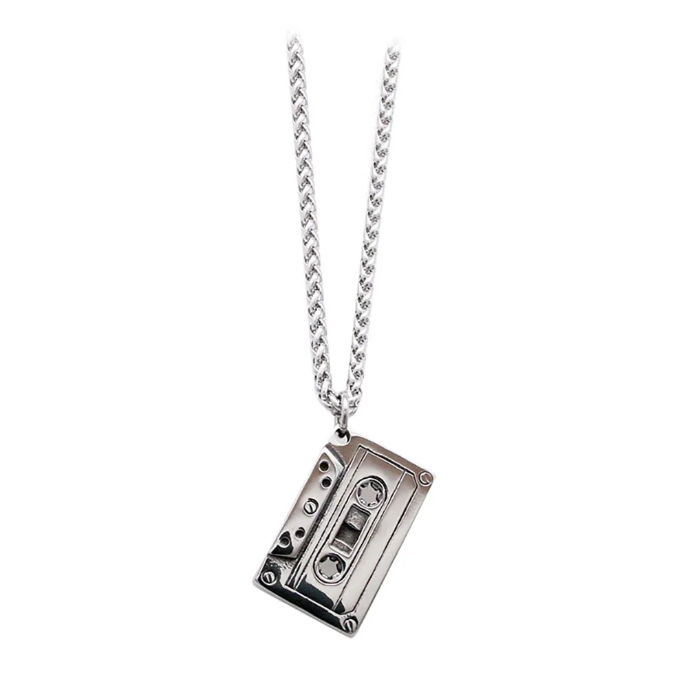 Punk Hip Hop Cassette Necklace Vintage Stainless Steel Men Necklace Chain Fashion Nightclub Rock Jewelry Gift Wholesale - Image 6