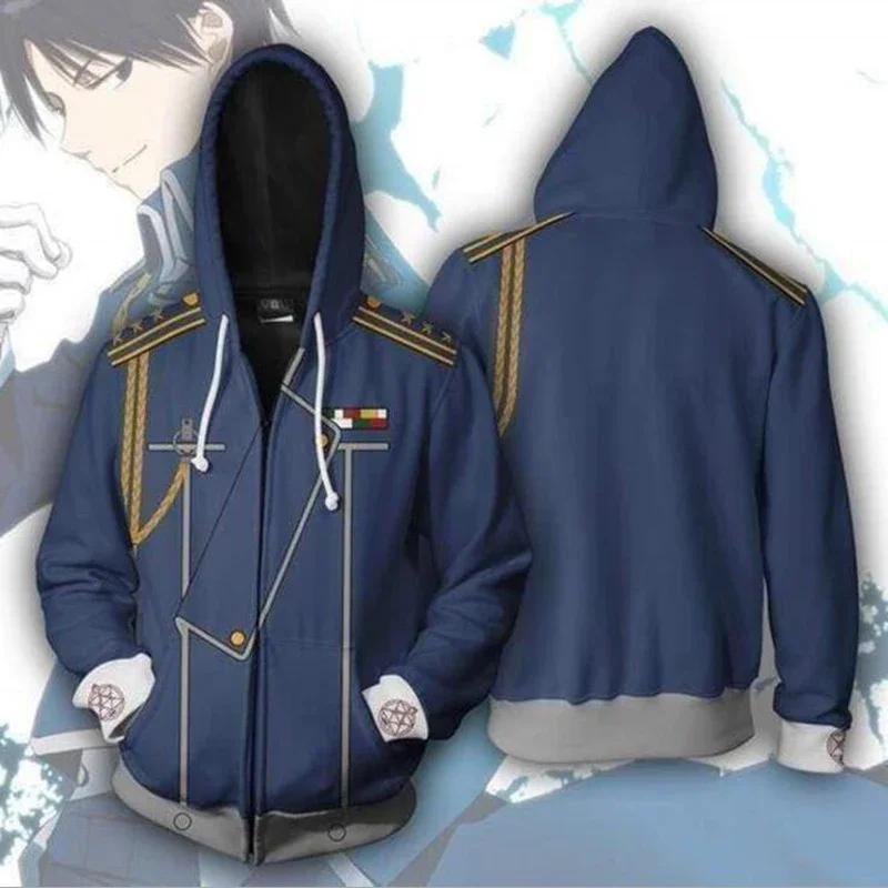 Anime Fullmetal Alchemist Cosplay Costume Edward Elric Alphonse Elric Roy Mustang Unisex 3D Hoodies Sweatshirts Casual Tracksuit
