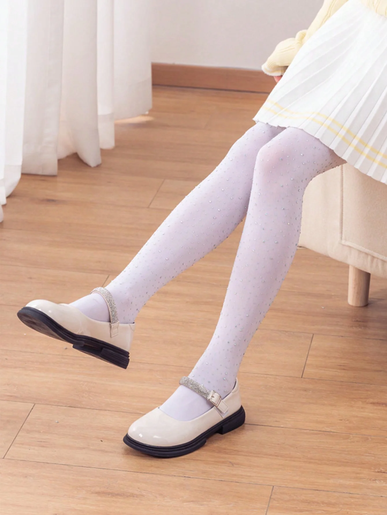 4 Pairs of Girls Dance Thin Leggings,Soft Glitter Rhinestone Ballet Tight Pantyhose for Girls Aged 4-12 Years Old for Daily Wear view 6