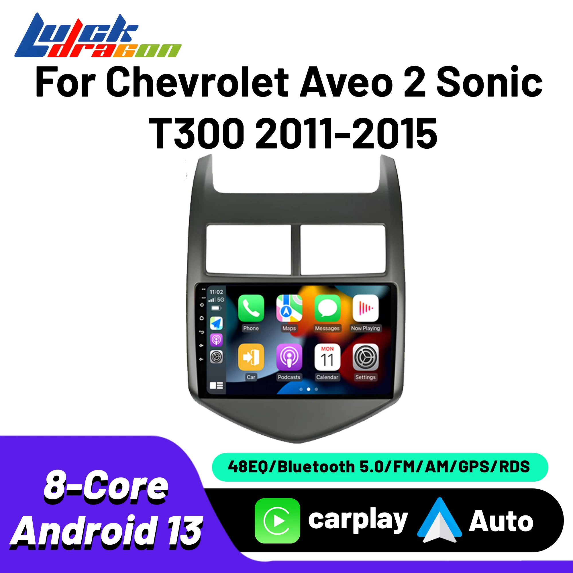 Auutoradio multimedialny Carplay samochodowy 9 cali dla Chevrolet Aveo 2 Sonic T300 2011-2015 z systemem Android Auto wifi 8Core wifi 4G GPS