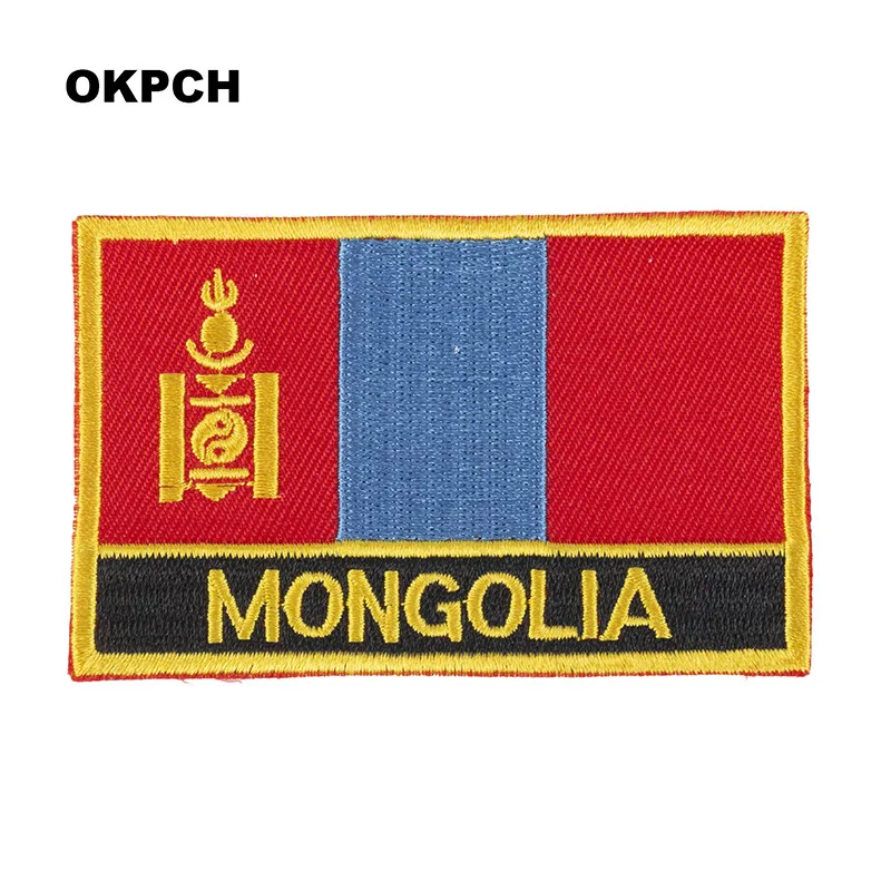 Mongolia Flag Embroidery Patches Iron on Saw on Transfer patches Sewing Applications for Clothes in Home&Garden