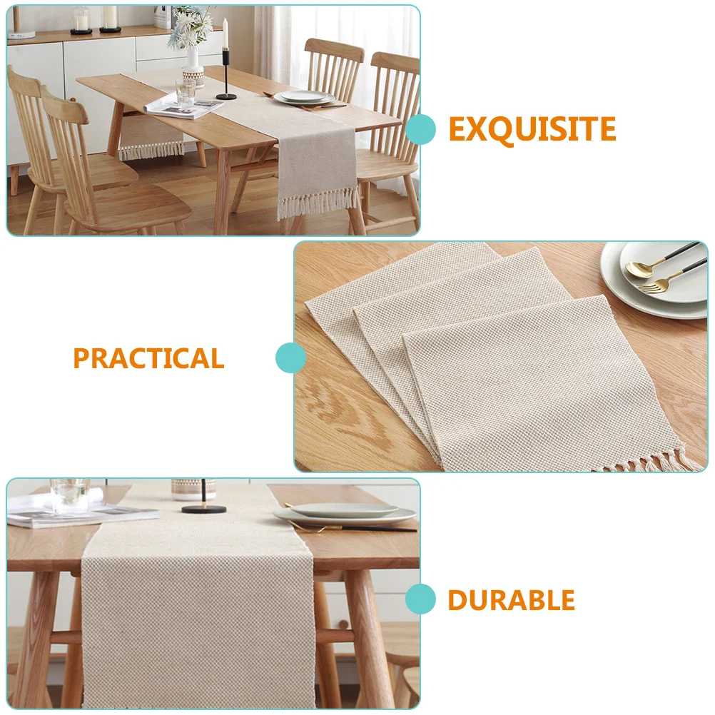 

Table Runner Woven Tassel Decor Decoration Runners Farmhouse Braided European Style Modern