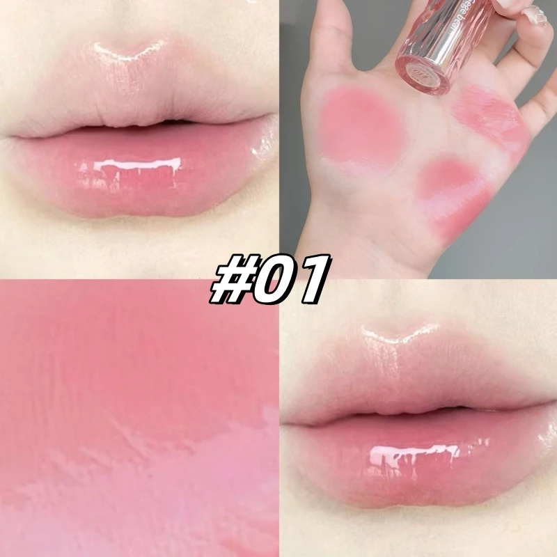 Glass Crystal Translucent Lip Glaze Jelly Lipstick Long Lasting Moisturizing Bright Lipstick Not Fade Non-Stick Cup Lip Gloss