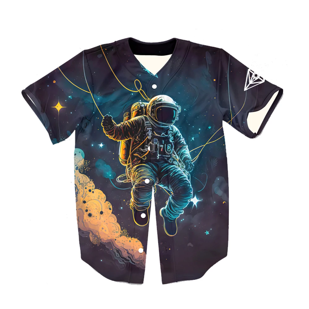 Slander Rave Baseball Jersey EDM Festival Merch V-Neck Short Sleeve Button-up Shirts Women Men