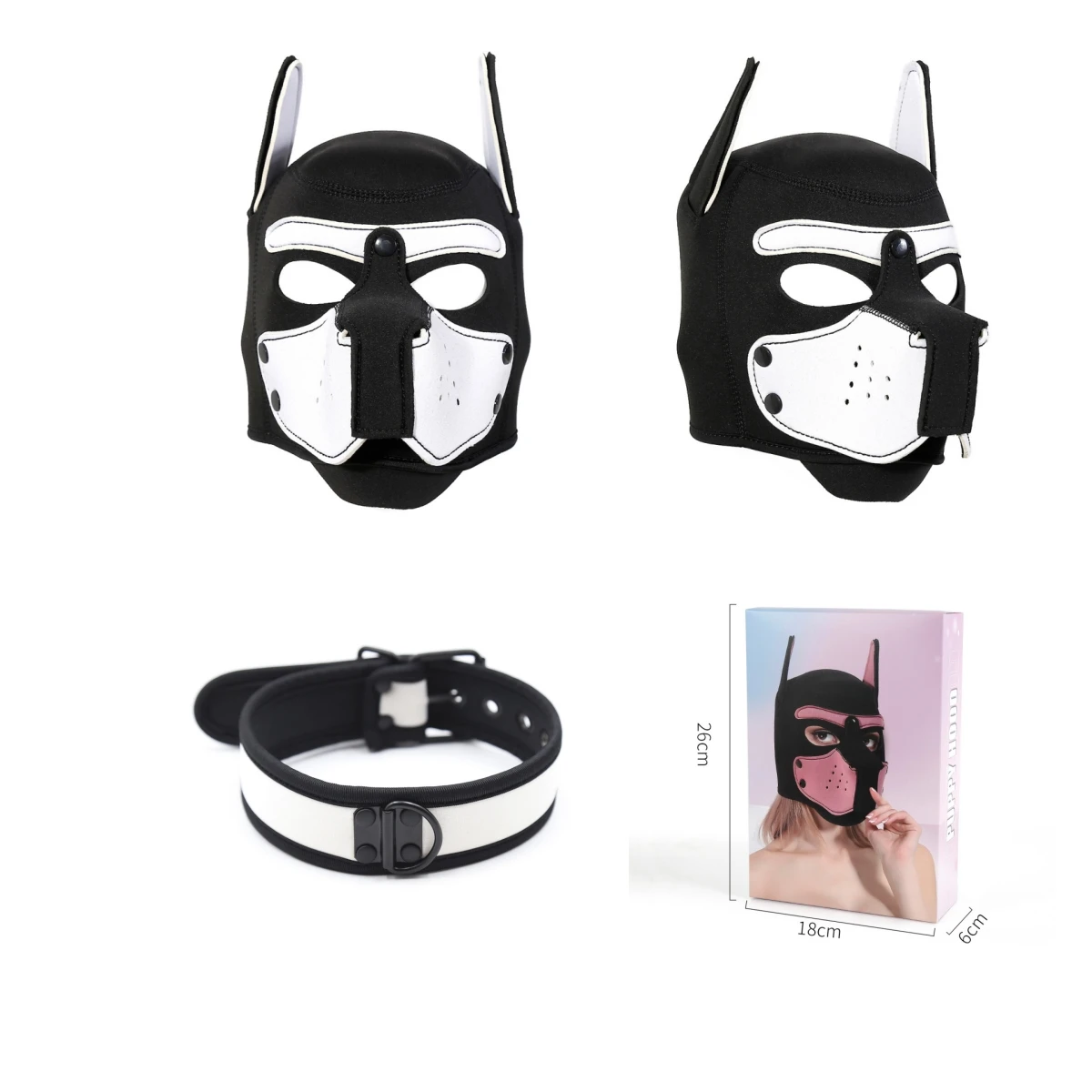 Fashion Sexy Costumes Latex Open Mouth Dog Headgear Halloween Puppy Play Party Couples Games Full Face Masks Hood Sexy Costumes