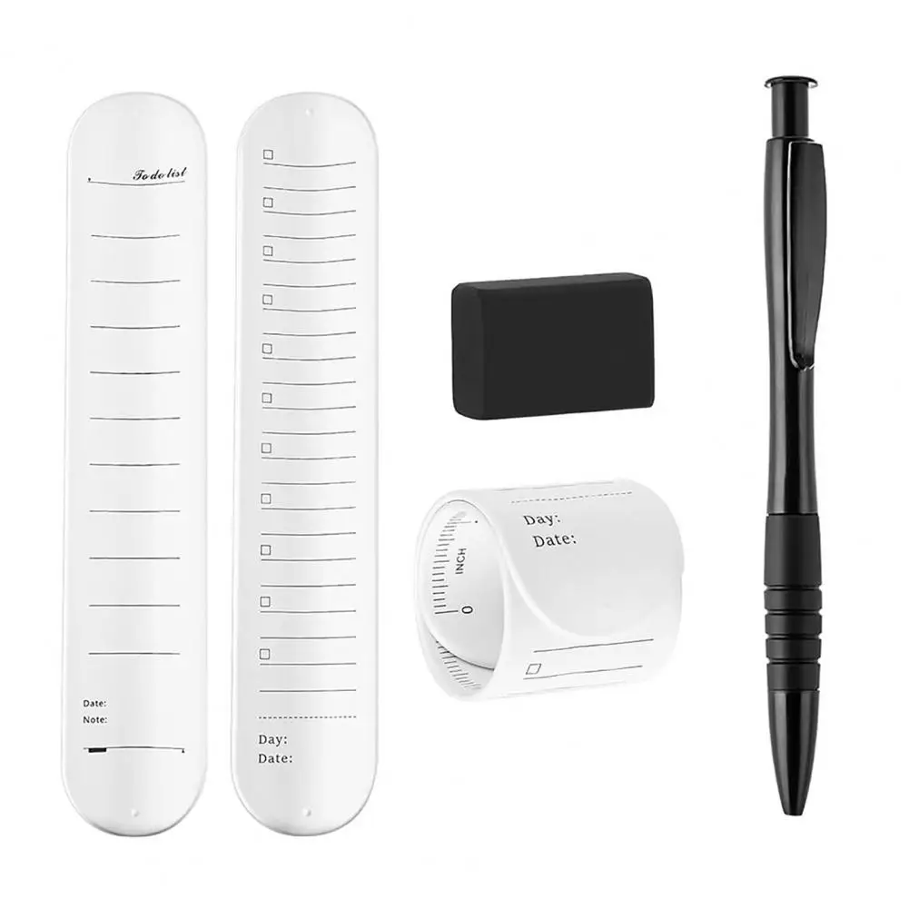 Gelang Catatan Portabel Set Gelang Memo Silikon Tahan Air dengan Penghapus Pena Bolpoin Daftar Tugas Yang Dapat Digunakan Kembali untuk Catatan