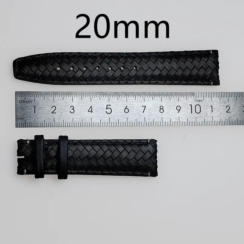 20mm 22mm Leather Braided Watch Strap for Seiko for Omega Curved End WristBand Folding Clasp Bracelet Replacement Men Watch Band