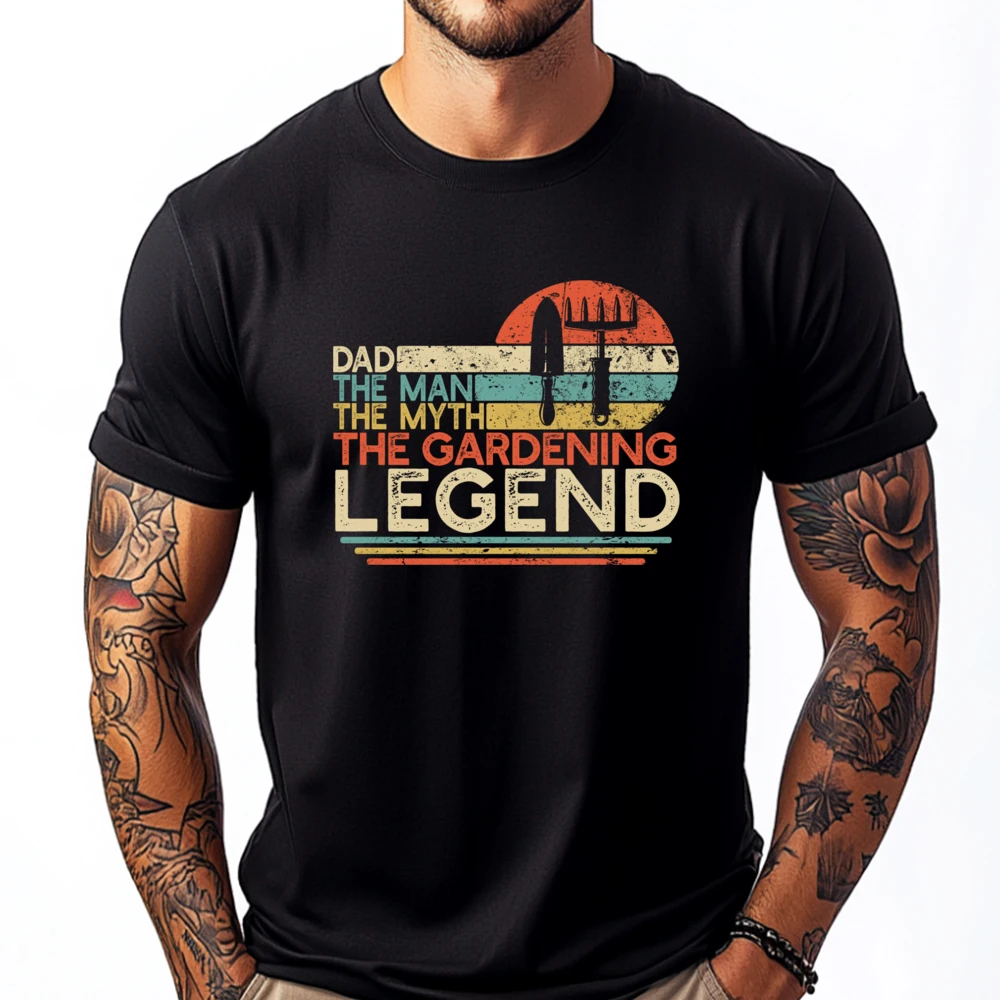 

Gardener Dad The Man The Myth The Gardening Legend Hiphop Streetwear Men's Shirt Halloween Graphic Tee Shirt