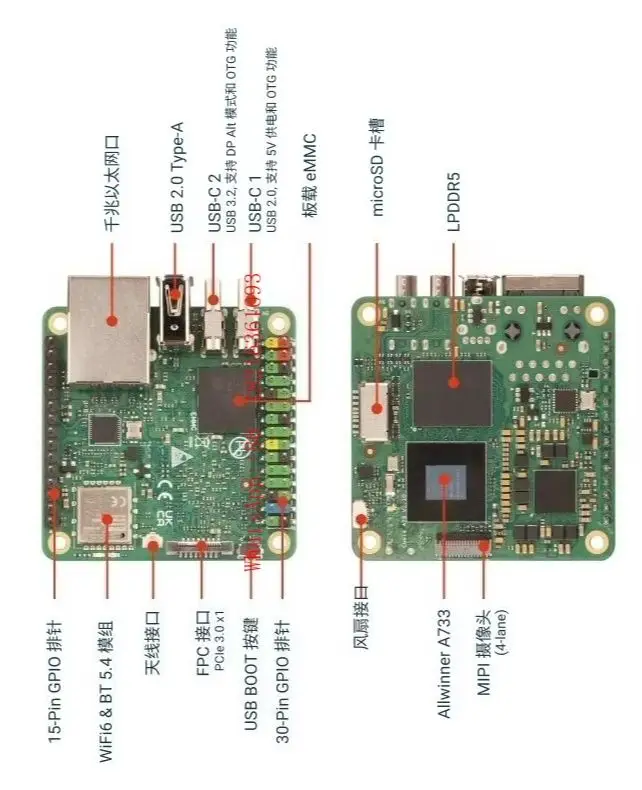 NEW  A733 Eight Core CPU 3TOPS WiFi6 Cubie A7S Mini Motherboard