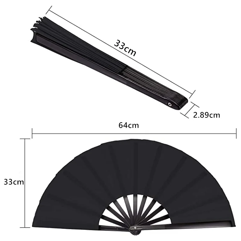 1Pcs Vintage Black Chinese Style Folding Fans Kung Fu Fan Wedding Party DIY Solid Color Pocket Hand Craft Dance Fan