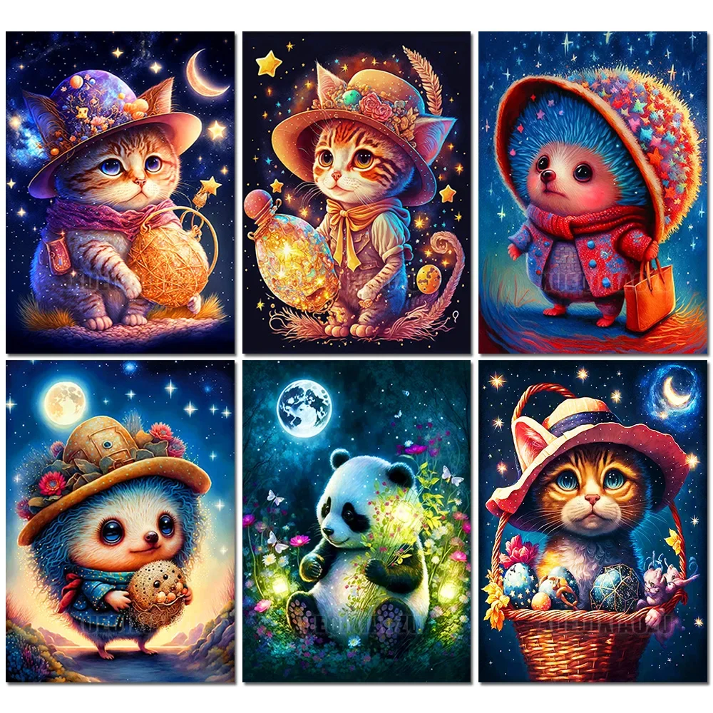 

DIY алмазная живопись животное кошка еж тигр Алмазная вышивка фэнтези мультфильм мозаика вышивка крестиком ручная работа украшение дома