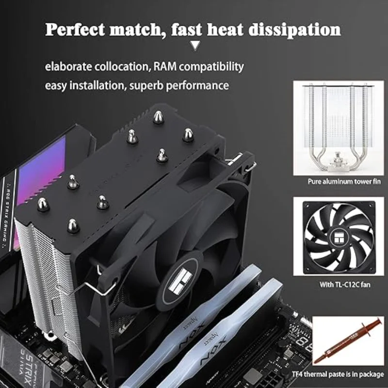 Thermalright Assassin X120 세련된 SE CPU 공기 냉각기 4 히트 파이프 AM4 AM5 Intel LGA 115X/1200/1700/1851용 AGHP 기술